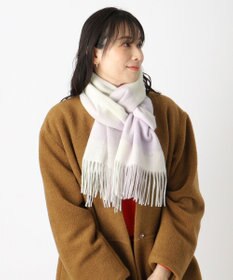 MOONBAT FURLA ウール混ラメ入りブロックチェックストールマフラー／幅50cm