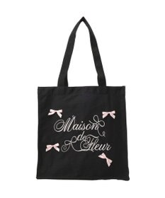 Maison de FLEUR リボンブランドロゴ刺繍スクエアトートバッグ
