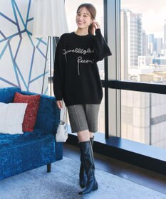 Tiaclasse 【洗える】テープ刺繍ロゴニットトップス