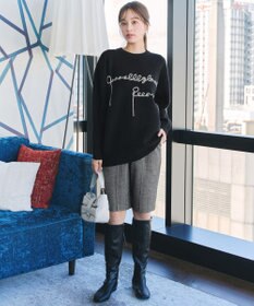 Tiaclasse 【洗える】テープ刺繍ロゴニットトップス