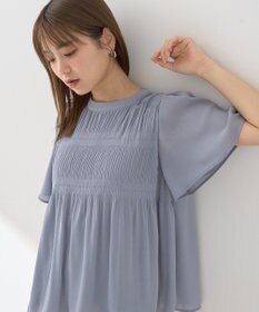 earth music&ecology マジョリカプリーツ半袖ブラウス