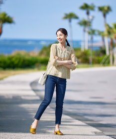 Tiaclasse L 【洗える】花柄Vネックブラウス