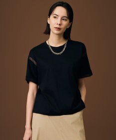 自由区 S ナチュラルコットンハイゲージシアーアクセント Tシャツ