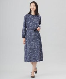 J.PRESS LADIES L 【洗える】スパンウェーブフラワープリント ワンピース