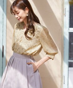 Tiaclasse L 【洗える】花柄Vネックブラウス