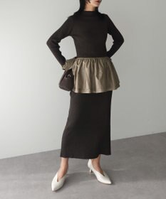 Green Parks フリルベルト付ニットワンピース