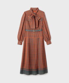 GRACE CONTINENTAL バイカラーチェックプリントワンピース