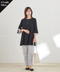 Tiaclasse 【新色追加】シフォンフレア袖チュニックブラウス