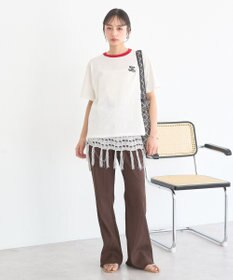 earth music&ecology セルフカットリブフレアパンツ