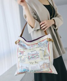 TOPKAPI 【TREASURE TOPKAPI】マイルドサテン スカーフ柄 トートバッグ スーベニアプリント
