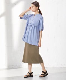 J.PRESS LADIES 【洗える】プレーティング キーネック カットソー