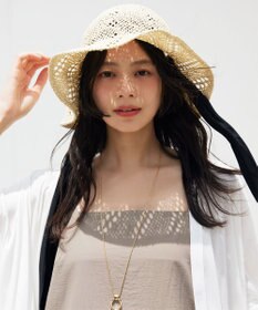 23区 ペーパーリボン ハット ベージュ系