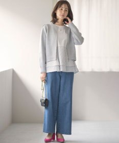 組曲 L ライトデニム セミワイドパンツ