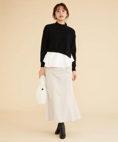 Feroux 【洗える】ラッフルレイヤード ニット