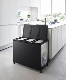 tower 蓋付き目隠し分別ダストワゴン タワー 45L 3分別 ブラック