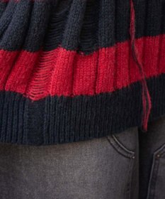 WEGO ボーダーワイドリブダメージニット