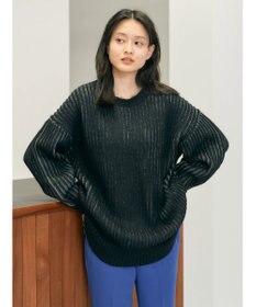 AMERICAN HOLIC バイカラー片畦ニットチュニック