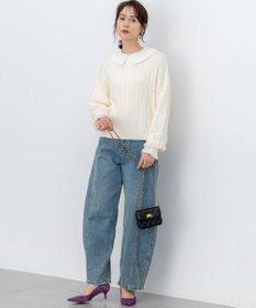 組曲 【加藤ローサさん着用】コットンカシミヤMIX ケーブル ニット