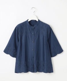 自由区 【カタログ掲載・接触冷感・洗える】エンブロイダリーローンシャツ ブラウス