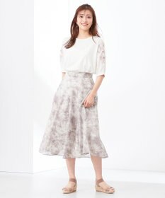 ANY SIS 【洗える】水彩フラワープリント スカート