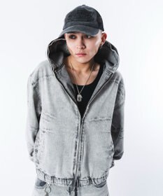 WEGO 【ユニセックス着用ITEM】ファーフードスラッシュデニムブルゾン