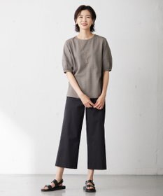 J.PRESS LADIES 【WEB限定カラーあり・セットアップ対応・洗える・撥水・防汚】コットンFITTYシャーク ワイド アンクル パンツ