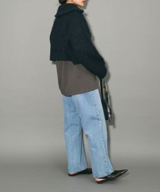 Green Parks フロントジップビックカラーニットブルゾン