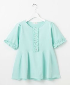 Feroux 【洗える】フリルデザインペプラムニットトップス