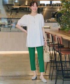 Tiaclasse 【2TYPE/総レース・袖レース】パンチングレースパフスリーブチュニックブラウス