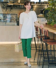 Tiaclasse 【2TYPE/総レース・袖レース】パンチングレースパフスリーブチュニックブラウス