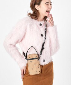 LeSportsac MINI PHONE CROSSBODY/モカブラックハートエンブロイダリー