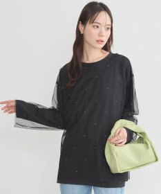 earth music&ecology ラインストーンチュールドッキングプルオーバー