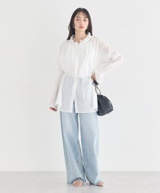 earth music&ecology 【イージーケア】TRキュプラダブルボタンフリルシャツ