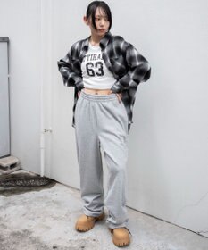 WEGO 【ウエストゴム】スウェットワイドパンツ