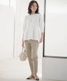 組曲 【WEB限定】サテンストレッチ クロップドパンツ