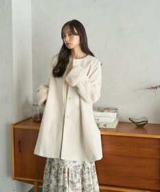 earth music&ecology ファーカフスノーカラーコート