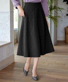 Tiaclasse 【洗える】ふくれジャガードタックフレアスカート