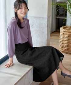 Tiaclasse 【洗える】ふくれジャガードタックフレアスカート