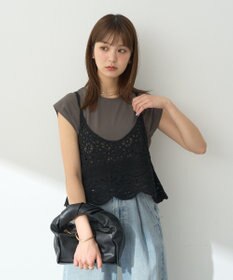 earth music&ecology ＳＥＴ２点　クロシェキャミ＋ノースリーブプルオーバー