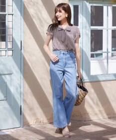 Tiaclasse L 【洗える】幅広く活躍が期待できるボウタイレースブラウス