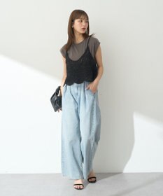 earth music&ecology ＳＥＴ２点　クロシェキャミ＋ノースリーブプルオーバー