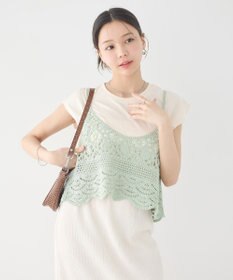 earth music&ecology ＳＥＴ２点　クロシェキャミ＋ノースリーブプルオーバー