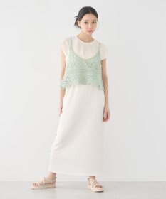 earth music&ecology ＳＥＴ２点　クロシェキャミ＋ノースリーブプルオーバー