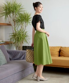 Tiaclasse 【洗える】ふくれジャガードタックフレアスカート