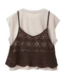 earth music&ecology ＳＥＴ２点　クロシェキャミ＋ノースリーブプルオーバー