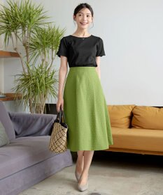 Tiaclasse 【洗える】ふくれジャガードタックフレアスカート