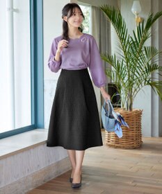 Tiaclasse 【洗える】ふくれジャガードタックフレアスカート