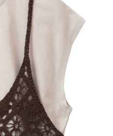 earth music&ecology ＳＥＴ２点　クロシェキャミ＋ノースリーブプルオーバー