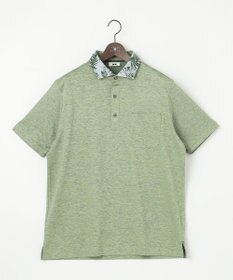 JOSEPH ABBOUD 【キングサイズ・吸水速乾】リネンハニカム ポロシャツ(リーフ柄）