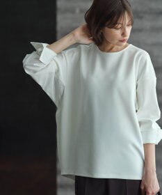 ICB 【洗える】ジョーゼットジャージー 異素材コンビプルオーバー オフホワイト系